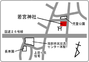 ルリビタキ巡回先地図（樫井西若宮神社境内）